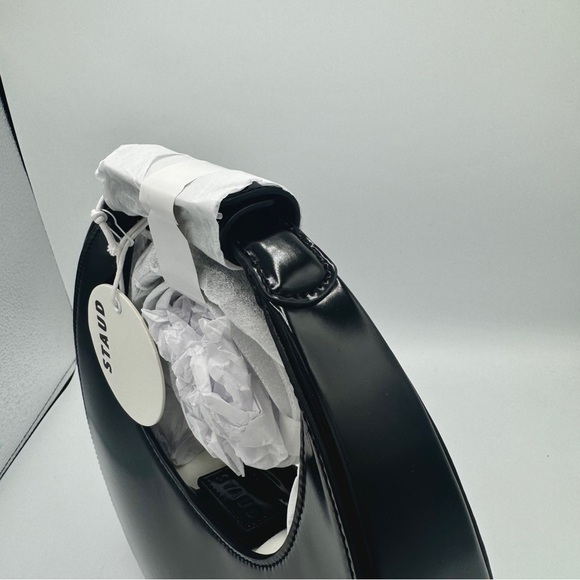 NWT Staud Mini Moon Purse in Polished Black Leather, Crossbody Bag , Brand NEW - Picture 13 of 17